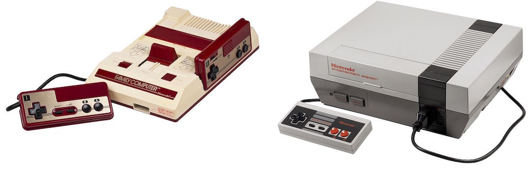 日版 FC（左）與美版 NES（右）