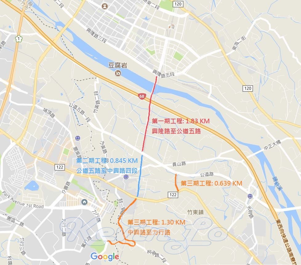 高鐵橋下道路延伸至竹科工程共分三期推動進