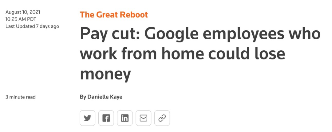 想要居家辦公的 Google 員工工資將受不同程度的削減