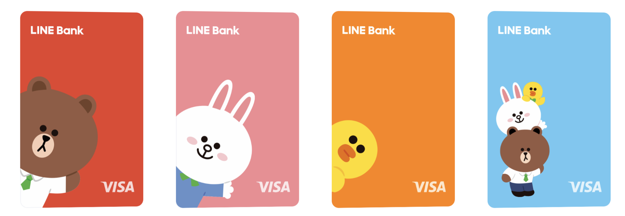 Line bank快點卡共有4款。