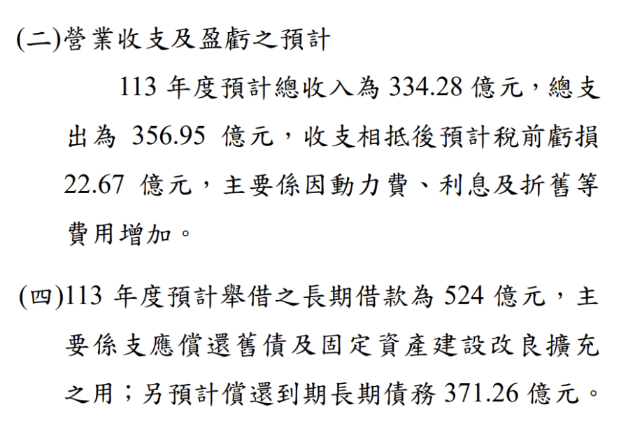 台水收支預計