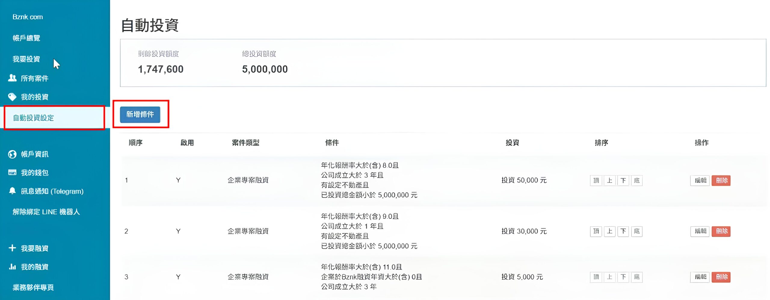 步驟一新增條件