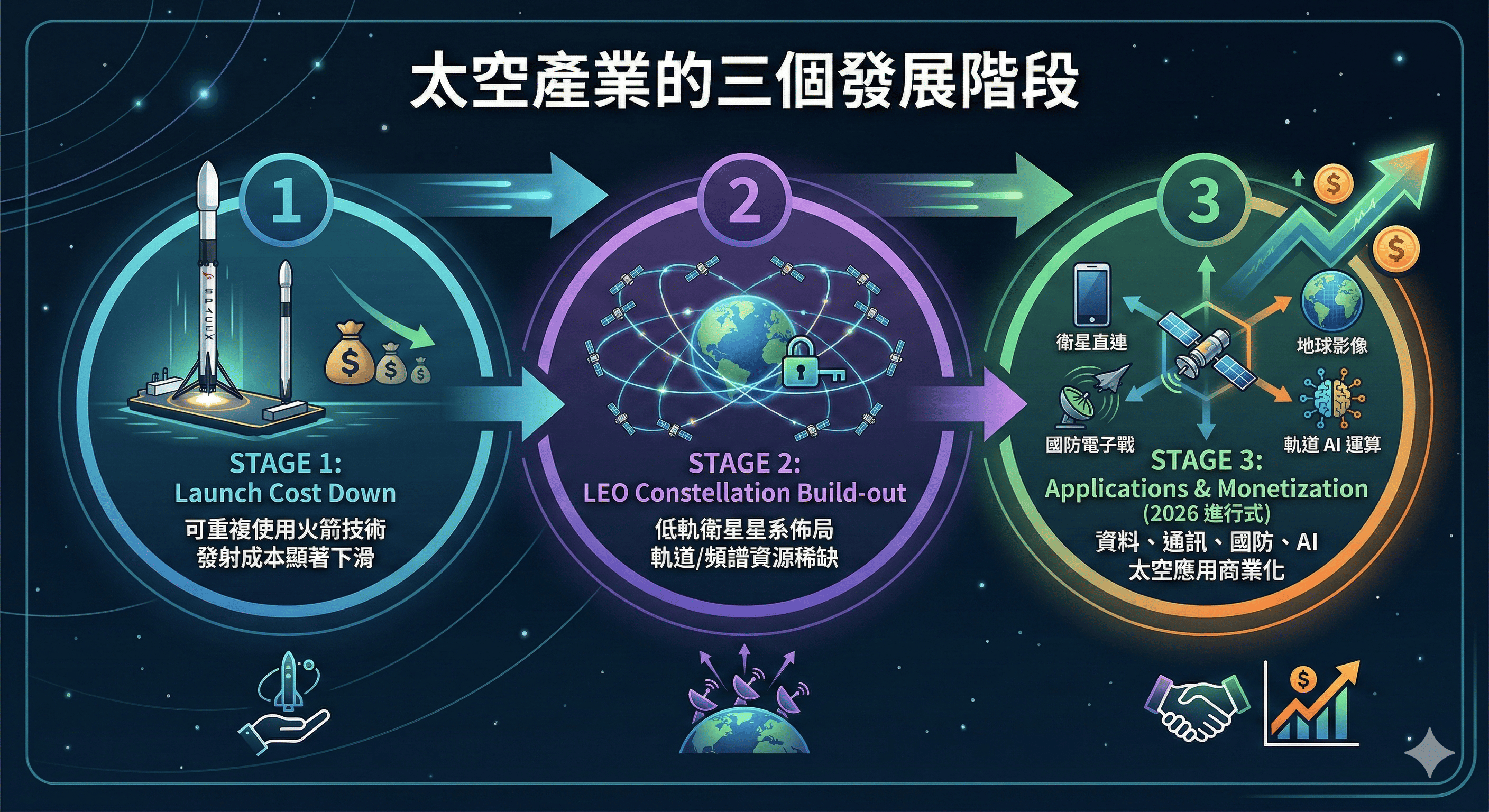 太空發展三階段