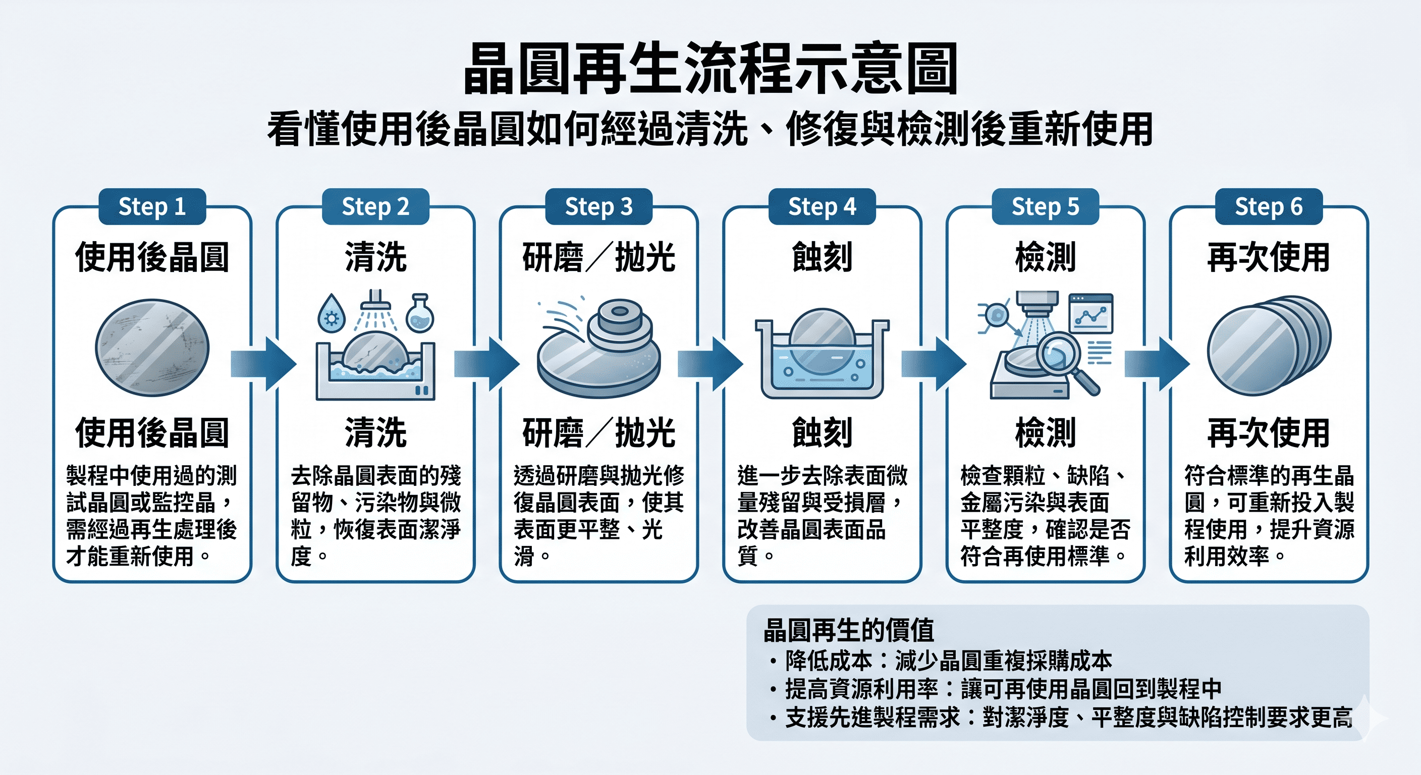 晶圓再生流程示意圖 晶圓再生流程示意圖